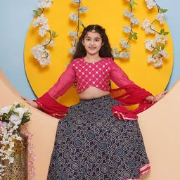 Bitiya by Bhama Girls Embroidered Mirror Work Ready to Wear Lehenga & Blouse With Dupatta image 3