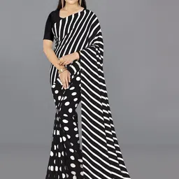 ANAND SAREES Striped Printed Half and Half Saree-image-11