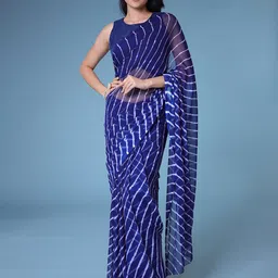 ZARI Leheriya Pure Chiffon Leheriya Saree-image-0