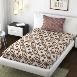 florida Brown Geometric 144 TC Microfiber Single Bed Sheet Bedsheet 1 Pillow Heaven Collection image 2