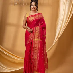 DESH BIDESH Ethnic Motifs Woven Design Zari Maheshwari Saree-image-73