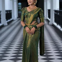KALINI Ethnic Motifs Woven Design Zari Banarasi Saree image 1