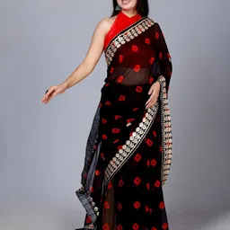 VL SAREES Tie and Dye Gotta Patti Pure Chiffon Saree image 1