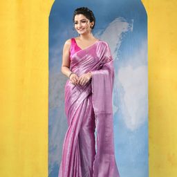 DESH BIDESH Embellished Tissue Taant Saree-picture-12
