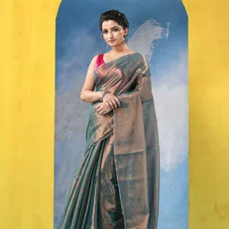 DESH BIDESH Embellished Tissue Taant Saree-picture-31