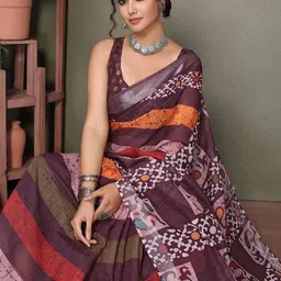 KALINI Digital Print With Silver Weaving Border Saree-picture-34