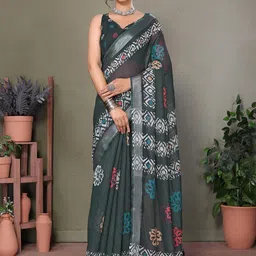 KALINI Floral Printed Zari Saree-image-49