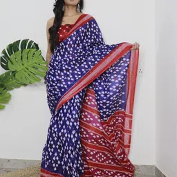 RADHA LAKSHMI Ethnic Motifs Printed Printed Pure Cotton Ikat Saree-image-0
