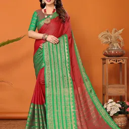 vj fashion Ethnic Motifs Woven Design Zari Narayan Peth Saree-image-44