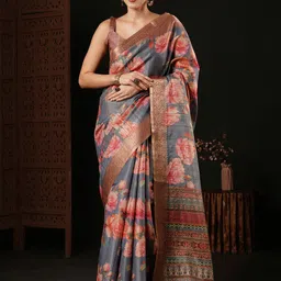 Anouk Floral Printed Sungudi Zari Saree image 1