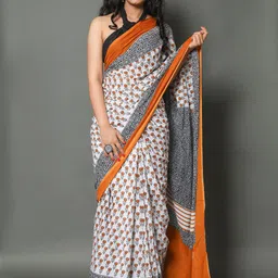 KALINI Floral Printed Pure Cotton Saree image 1