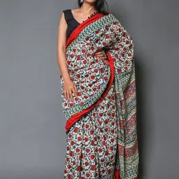KALINI Floral Printed Pure Cotton Saree image 1