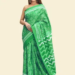 KALINI Floral Printed Pure Cotton Saree image 1