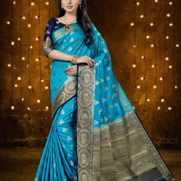 Mitera Woven Design Zari Silk Blend Kanjeevaram Saree-picture-23
