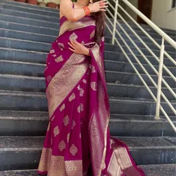 KALINI Woven Design Zari Kanjeevaram Saree with Tassels-picture-21