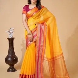 Anjaneya Sarees Woven Design Border Zari Kanjeevaram Saree image 1
