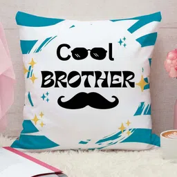 THE QUIRKY HOME White & Blue Printed Square-Shaped Rakshabandhan Gift Pre-Filled Cushion-image-79
