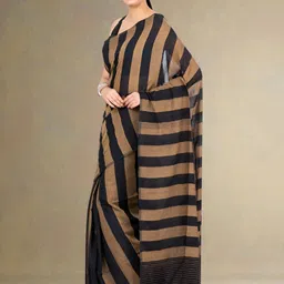 Durga Handlooms Striped Pure Mul Cotton Saree image 3