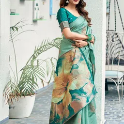 Mitera Floral Silk Blend Banarasi Saree image 2