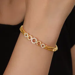 Shining Diva Fashion Gold-Plated Crystals Studded Bangle-Style Bracelet image 5