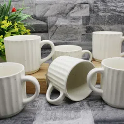 laghima jadon Pack of 6 Ceramic Tea/Coffee White Marble Round Shape Microwave & Dishwasher Safe-picture-26