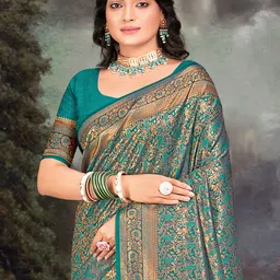 SANGAM PRINTS Woven Design Zari Tussar Saree image 2