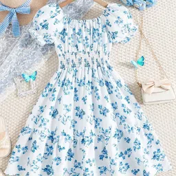 Miss & Chief Girls Cotton Floral Printed Fit & Flare Midi Dress-picture-35