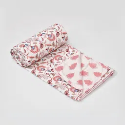 DecorativeDreams White & Red Printed Cotton Summer 150 GSM Single Bed Blanket image 2