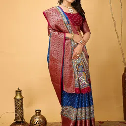 HERE&NOW Checked Printed Banarasi Saree image 2
