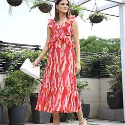 plusS Women Printed A-Line Midi Dress image 2