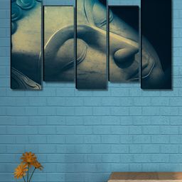SAF Blue & Grey 5 Piece Buddha Canvas Wall Arts-picture-31