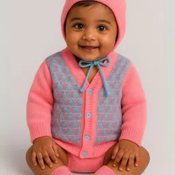 Little Angels Girls Colourblocked Woollen Cardigan-image-66