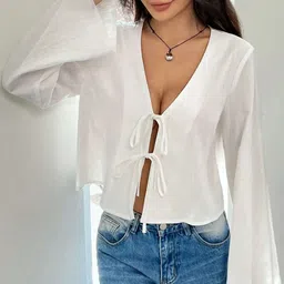 SXV STYLE Women Tie-Up Neck Cotton Wrap Top-image-23