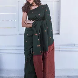 ZILVIRA Ethnic Motifs Woven Design Zari Saree-image-69