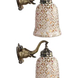 SOMIL Gold-Toned Printed Glass Cylinder Shaped Wall Lamp-image-58
