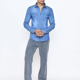 PASSPORT JEANS Men Slim Fit Solid Spread Collar Casual Shirt-picture-12