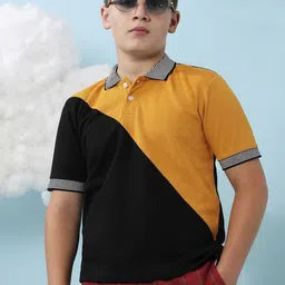 Instafab Boys Colourblocked Polo Collar Cotton T-shirt-picture-18