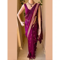 Anahi By Unlimited Woven Design Zari Silk Blend Handloom Saree-picture-19
