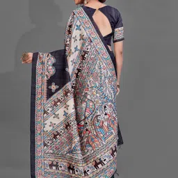 Anouk Black & Cream-Coloured Ethnic Motifs Printed Saree image 3