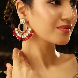 Priyaasi Gold-Plated Kundan Studded Crescent Shaped Chandbalis-image-65