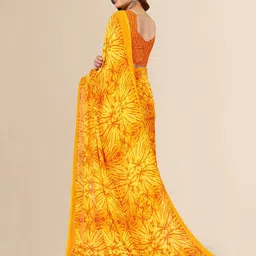 moda rapido ANAND SAREES Yellow Floral Printed Saree image 3