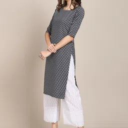 7threads KALINI Women Pack of 2 Black & Beige Printed Crepe Kurta image 3