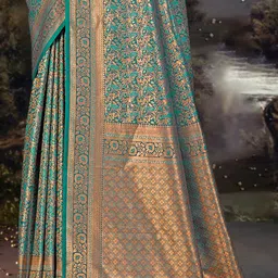 SANGAM PRINTS Woven Design Zari Tussar Saree image 3