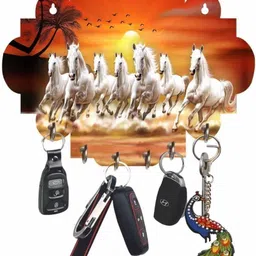 halre Vastu Seven Running Horses Key Holder For Living Room Wood Key Holder image 1