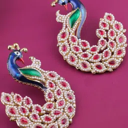 VATSALYA creation Gold-Plated Alloy Artificial Stones Earrings image 3