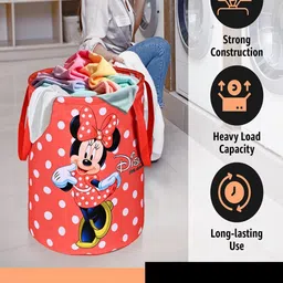 YK 2Pc Red Disney Minnie Printed Foldable Laundry Bag With Handles image 4