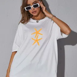 Slenor Women Graphic Printed Round Neck Oversized T-shirt-image-71
