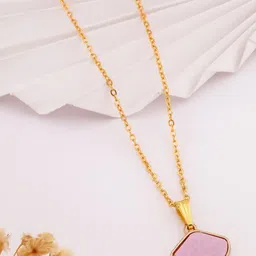 SZN Set Of 2 Gold-Plated Artificial Beads Enamelled Floral Pendants With Chains image 5