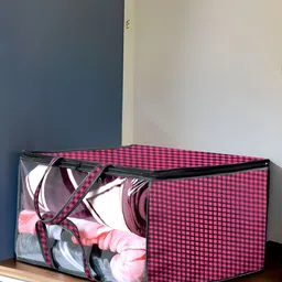 Stylista Maroon & Black 2 Pieces Printed Waterproof Storage Bag Organisers With Zip image 4