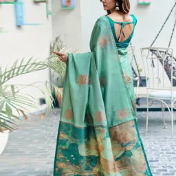 Mitera Floral Silk Blend Banarasi Saree image 4